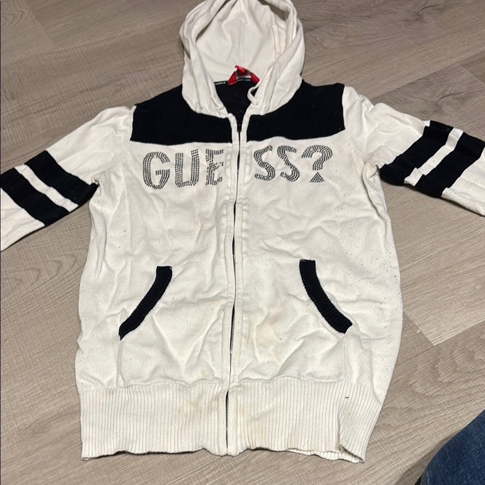 Guess White and Black Hoodie